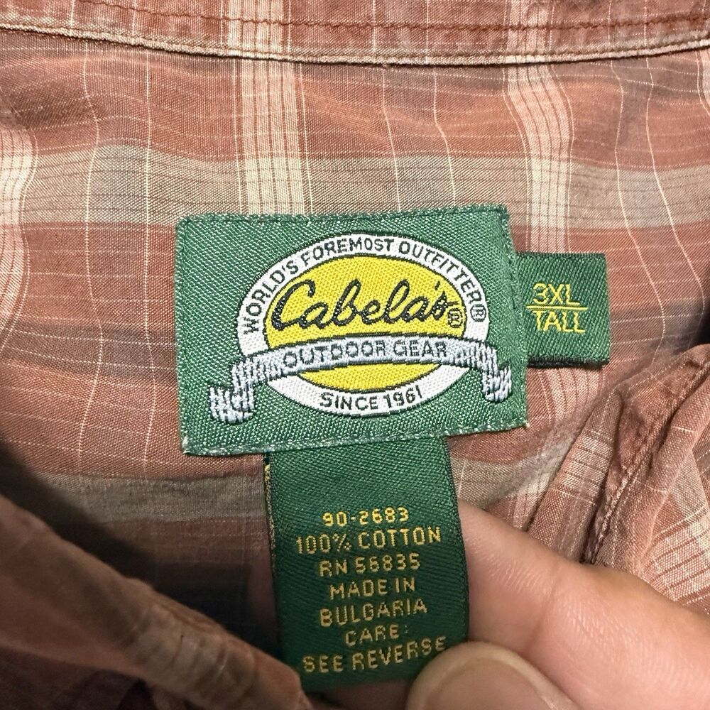 Vintage Cabelas 3XLT Plaid Shirt Mens Long Sleeve 90s Y2K Gorpcore Cotton - Picture 4 of 5